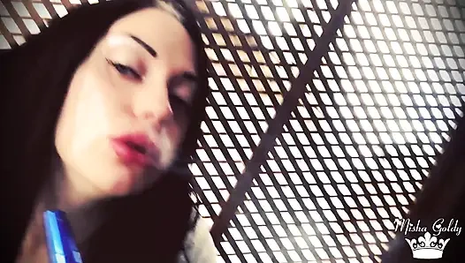 Blowing shisha smoke from itching nose and scratching it all the time!