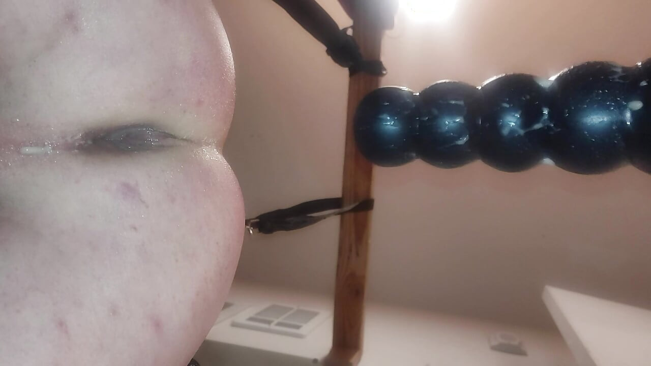 Redheaded white boy fucked by huge dildo machine