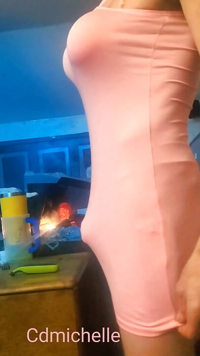 Cdmichelle Playing with Big Cock While Wearing Lingerie Under Sexy Dress
