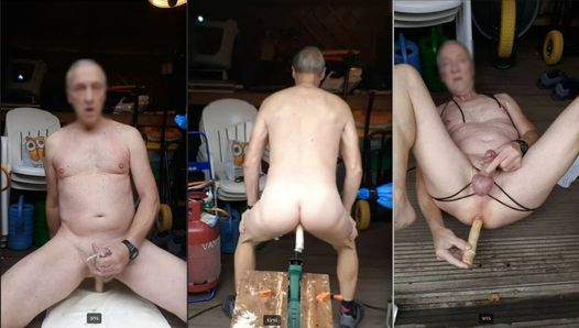 Outdoor ekshibicjonista maszyna jebanie dildo sex show z niewolą i wytryskiem