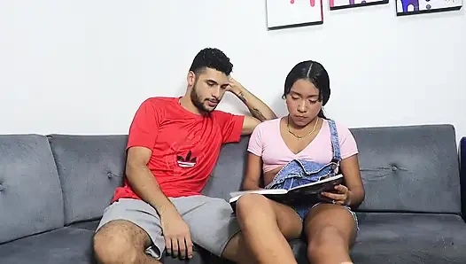 I Was Accompanying My Hot Latina Stepsister. She Was Doing Work for University and She Got Horny and Started Sucking My Dick.