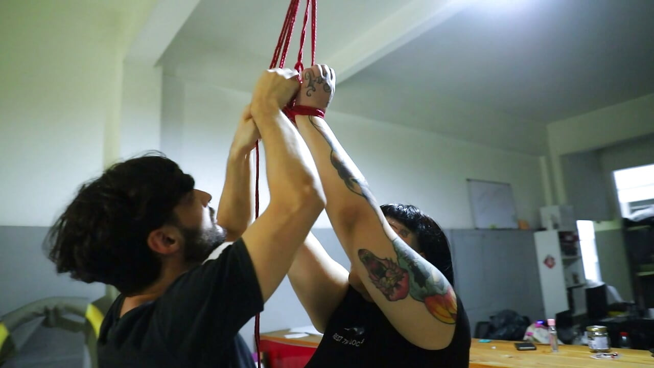 Hot Bondage Sex Session with a Goth Girl and Her Tight Red Pussy