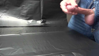 Wanking in jeans