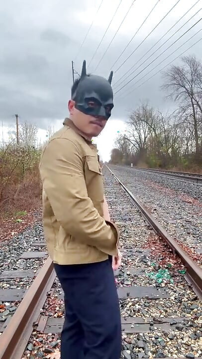 Rain-soaked Railroad Exhibition Muscular Asian Hunk Strips, Flexes, Cums Hard & Marks His Territory