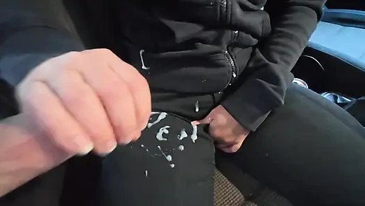 Massive cumshot!!!! I gave a stranger a handjob and he came all over me