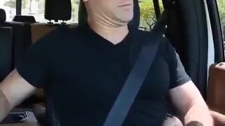 big dick skinhead daddy shoots a load in his car