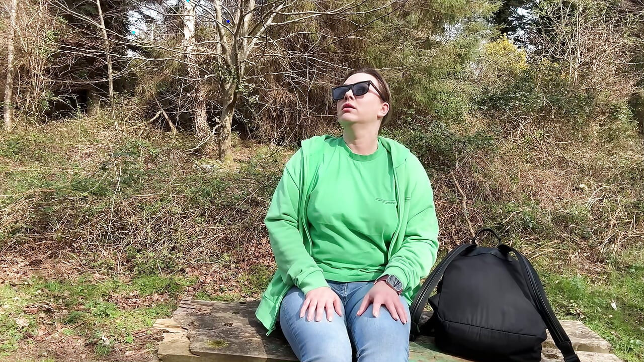 Desperate Outdoor Wetting Jeans on the Public Trail