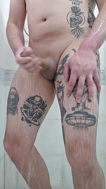 Chubby Was Caught Jerking off in the Shower