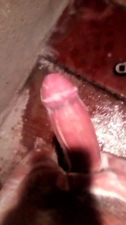 I masturbate in the shower pulling my hot fat cock