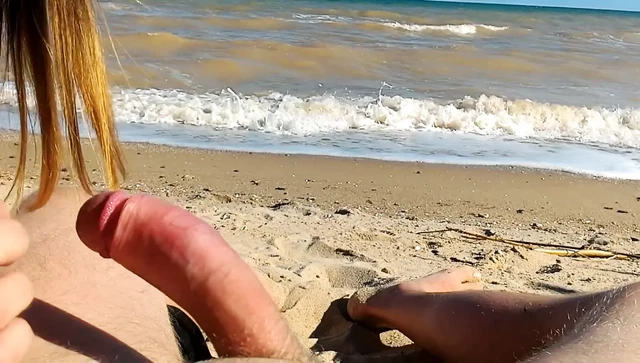 Public Blowjob on the Beach Ends with Full Mouth of Cum