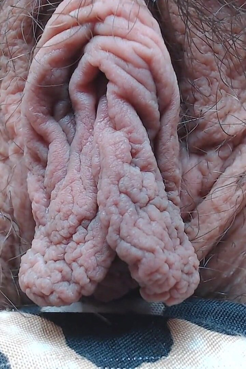 Back view big dangling pussy lips