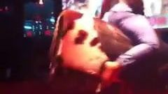 Thick sexy chick rides a mechanical bull