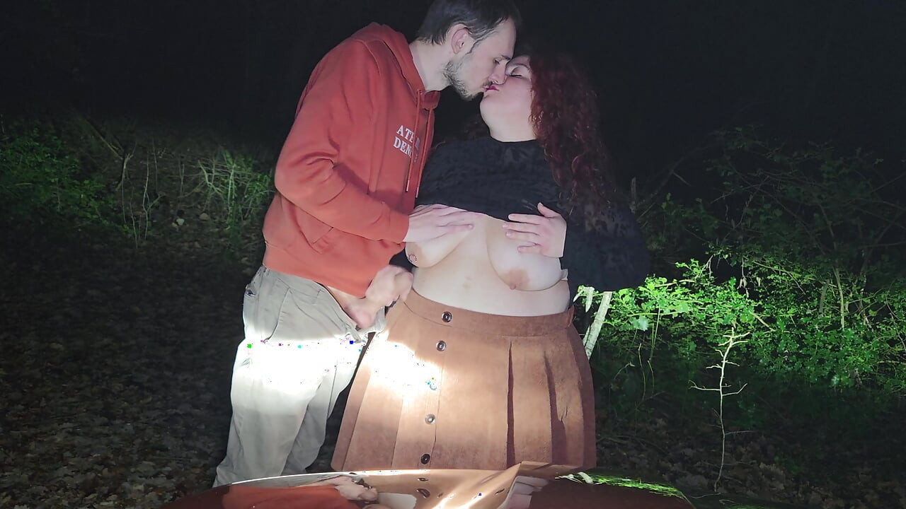 Little bitch getting fucked in a forest in the middle of the night