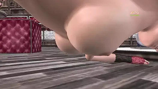 Dessin animé, vidéo porno 3D d’une lesbienne, scène de léchage de cul et de fisting