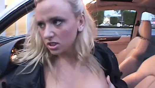 Gorgeous Blonde Beauty Vanessa Michaels Warms up Her Pussy with Dildo in the Car Before She Meets Her Well Hung Lover