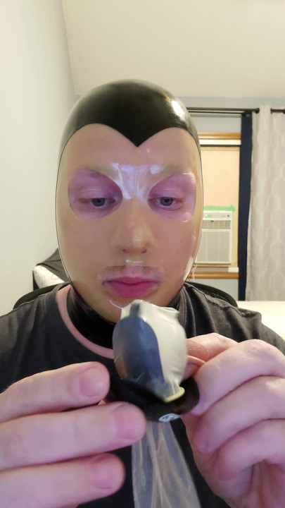 Cum Training Continues: Another Big Load, Latex Hood