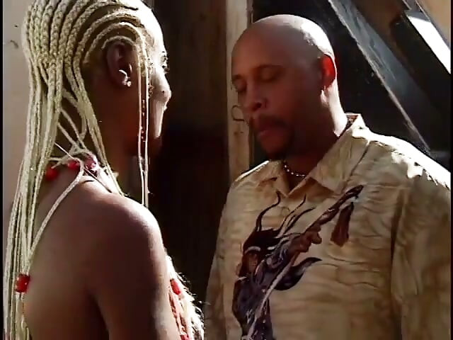 Hot black babe takes dick in mouth, cunt and ass before getting a faical