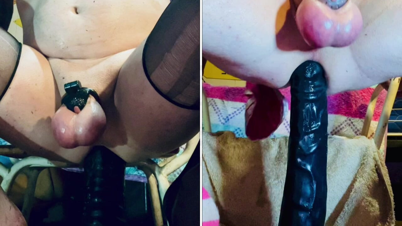 Split screen ass riding Sissy