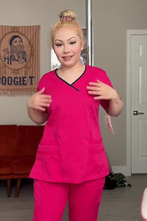 Trying on Scrubs