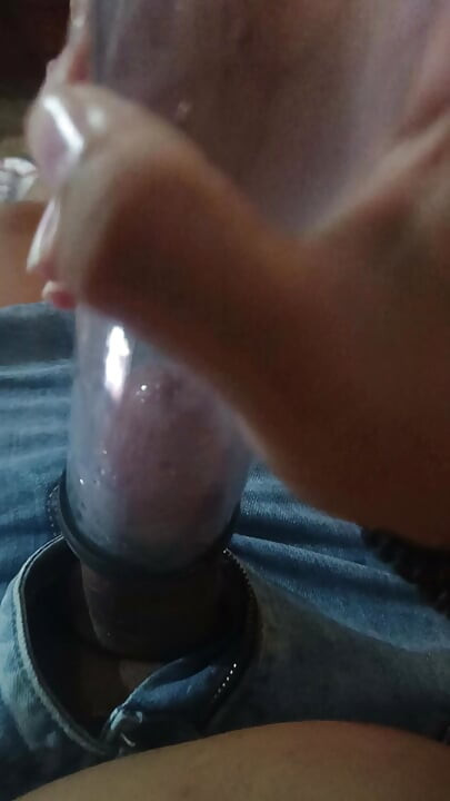 Playing with penis pump