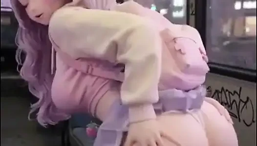 Shy kawaii hentai girl, alone on public bus
