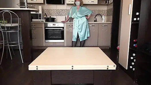 Licking My Hairy Cunt for Breakfast. Close-up of My Plump Wife's Mature Vagina.