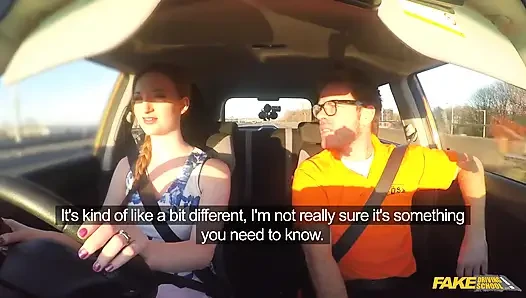 Fake Driving School - грязный секрет горячей рыжих: минет на улице и поклонение большим сиськам