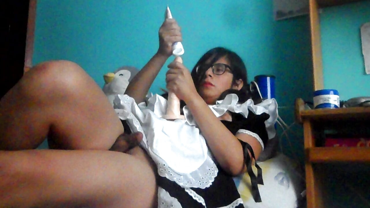 Trans teen in maid dress fuck her big ass