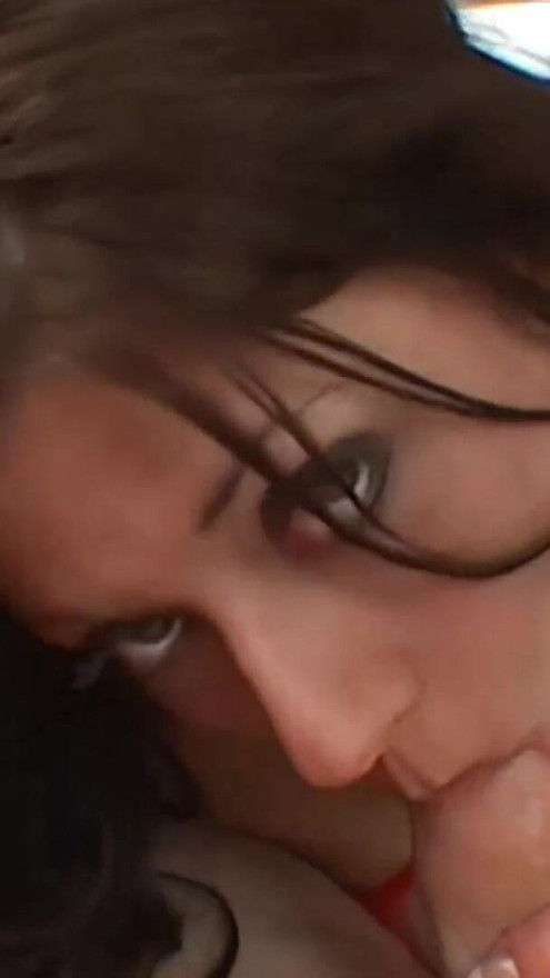 Brunette sucks my cock so I cum in her face | Clip 2