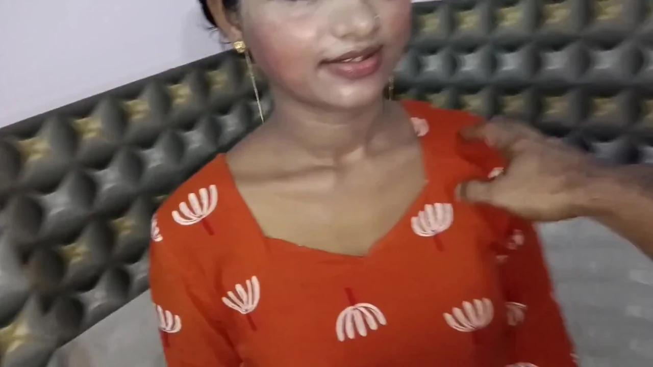 Hot Desi Messy Blowjob & Standing Dogy Style Sex Orange Dress