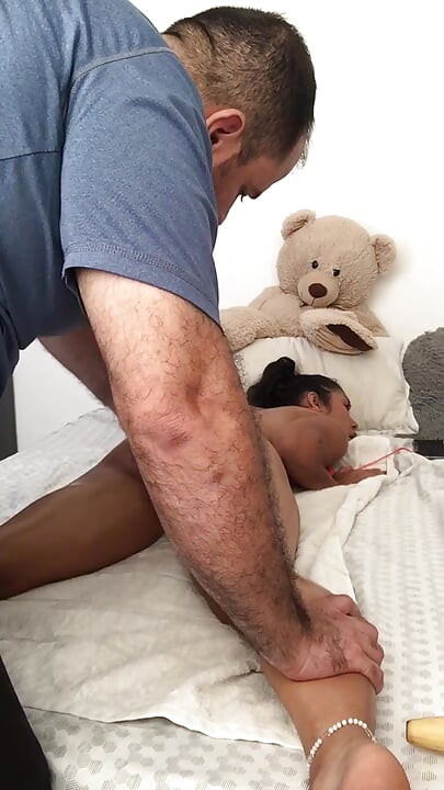 I massage my girlfriend and then I squander her pussy.