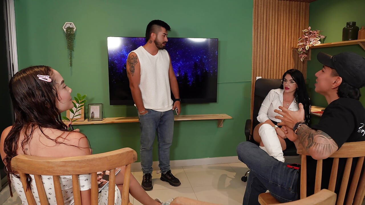 Horny MILF Teacher Fucks My Partner and Me in Principal's Office