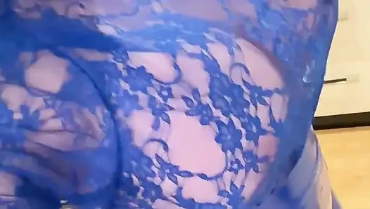 Blue Lace Blue Pvc Spreading Let Me Sit on Your Face Like This