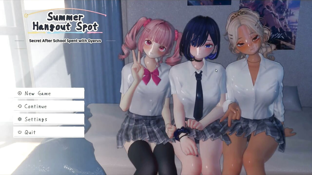 Hentai Game – Blue Hair College Gyaru Sex Scenes 2 - summer hangout spot secret after school spent with gyarus