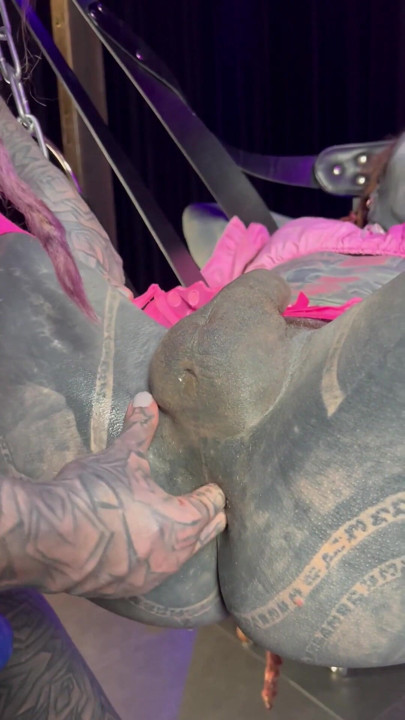 Gothic Ink Queen Destroys ANAL Hole with Massive Strap-On | Clip 1