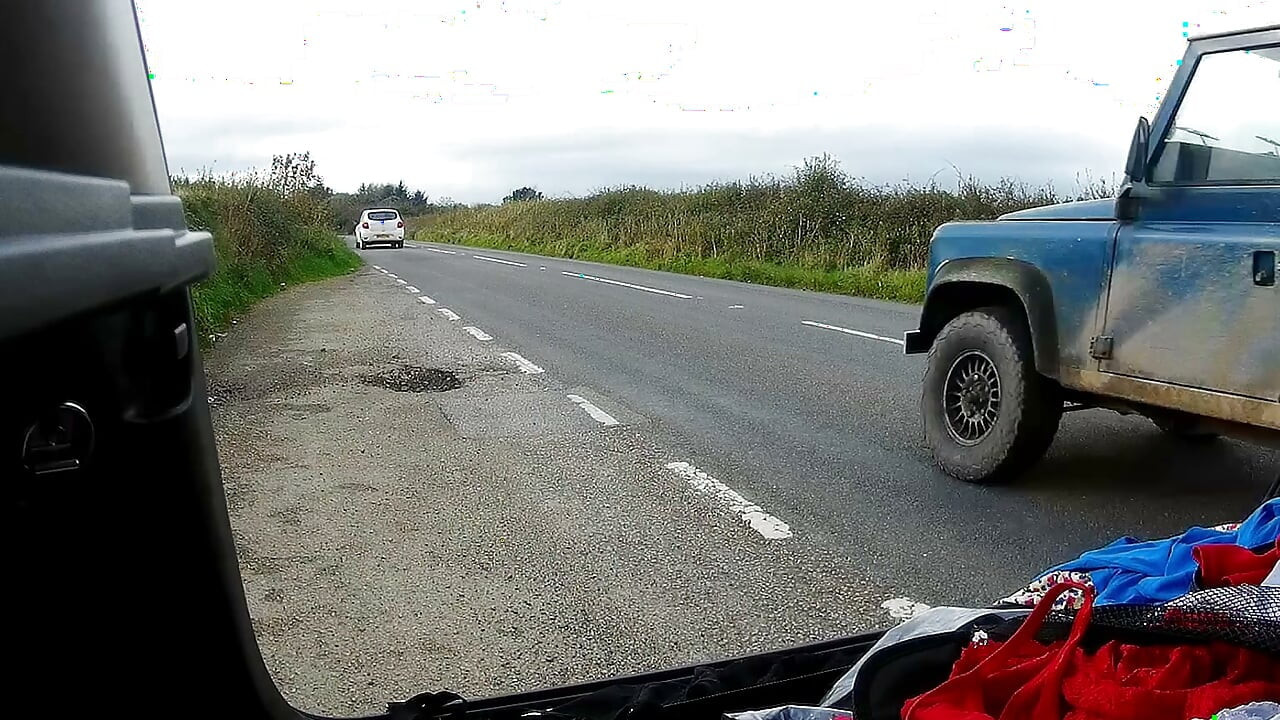 Parked at side of road and changing into cross dress, a little windy !!
