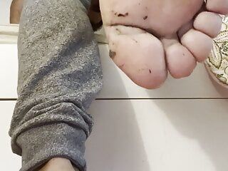 Dirty soles man feet