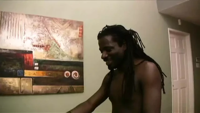 Long haired  fellow scores with black booty peacherino