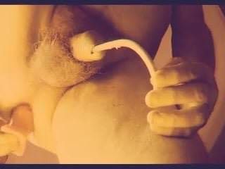 Homo transexueel speeltje met urethrale en anale dildo -plug
