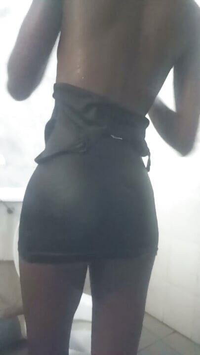 Bathroom clothes on teasing