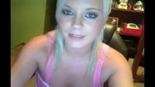 Beautiful blonde slut puts pencils in pussy