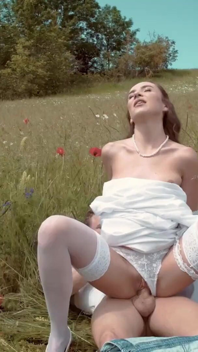 BRIDE4K. She ran away from her fiance to fuck a stranger shepherd outdoors | Clip 1