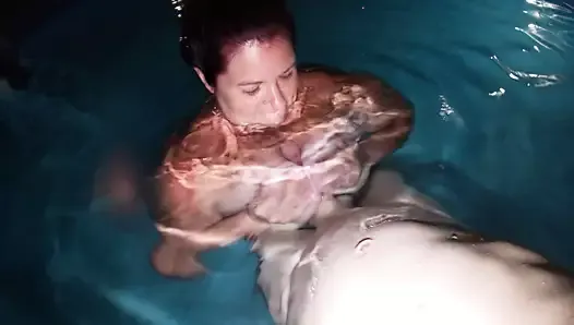 Titty fucking hubby in the pool