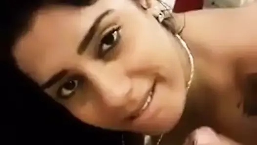 Hot sexy indian whore giving saensual blowjob to her cl