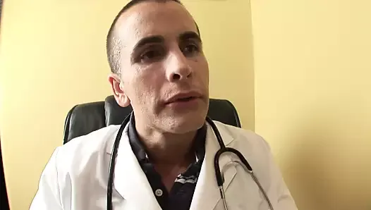 Hairy blonde goes to ask doctor questions, then gets fucked!
