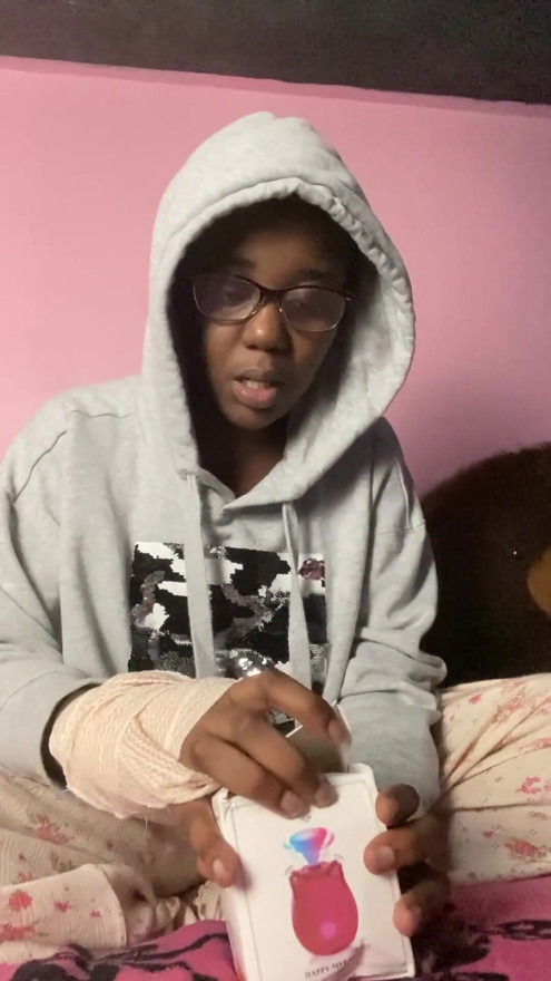 Ebony Webcam Girl Model Unboxing NEW Sex Toy | Clip 1