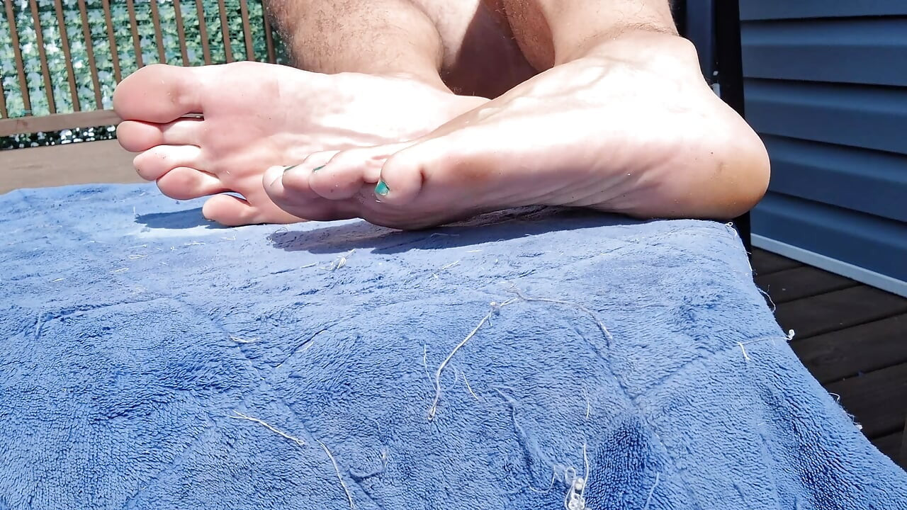 Close up of my big soft sexy man soles while I play with my hairy little dick part 2