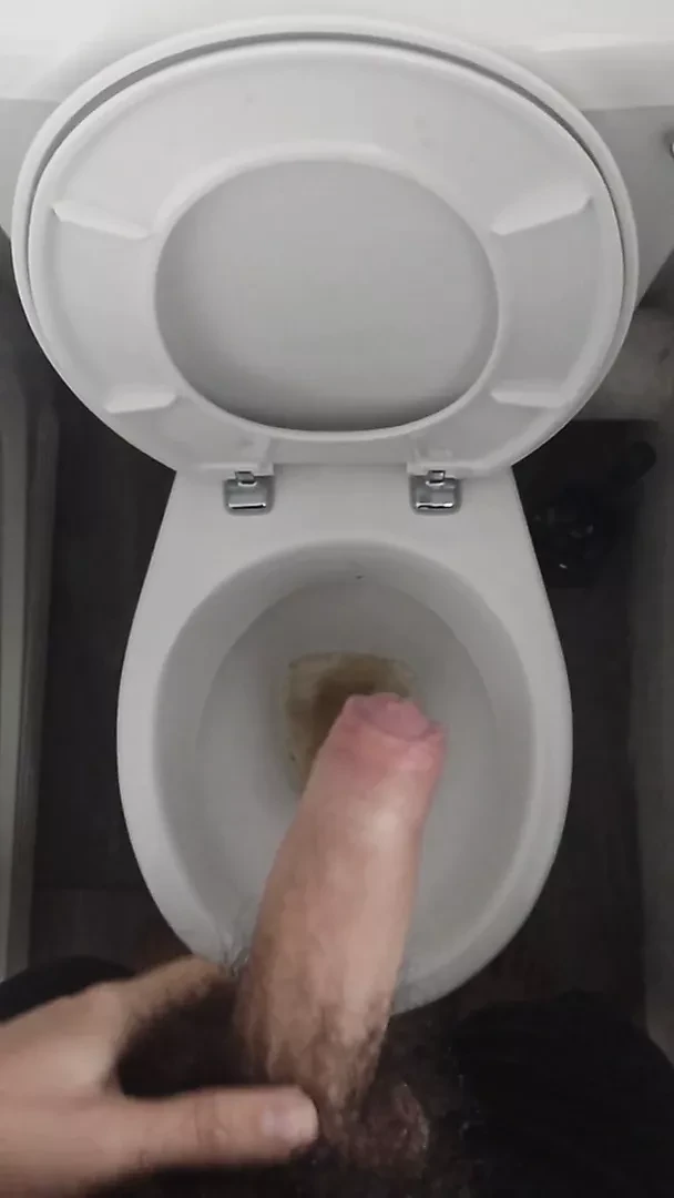 Morning uncut cock piss