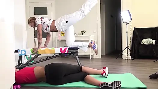 Steamy Lesbian Workout Turns Into Wild Pussy Eating Frenzy