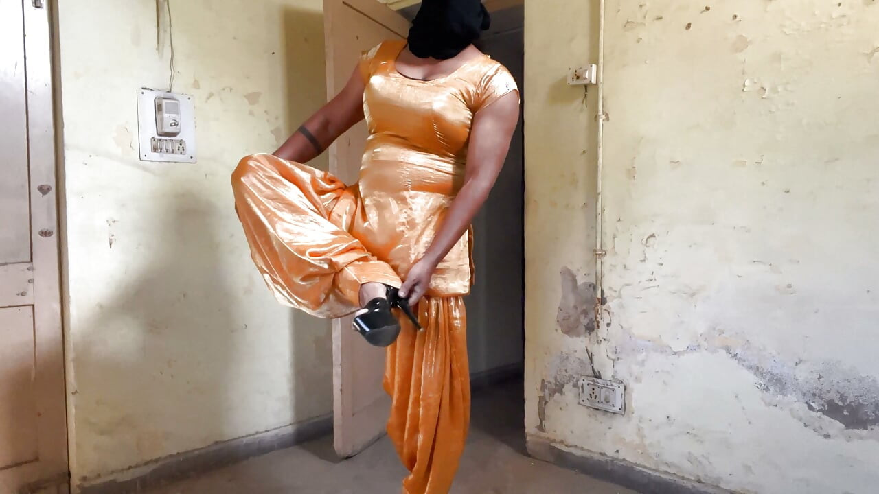 shiny silky satin suit salwar cross dresser indian bhabhi big tits